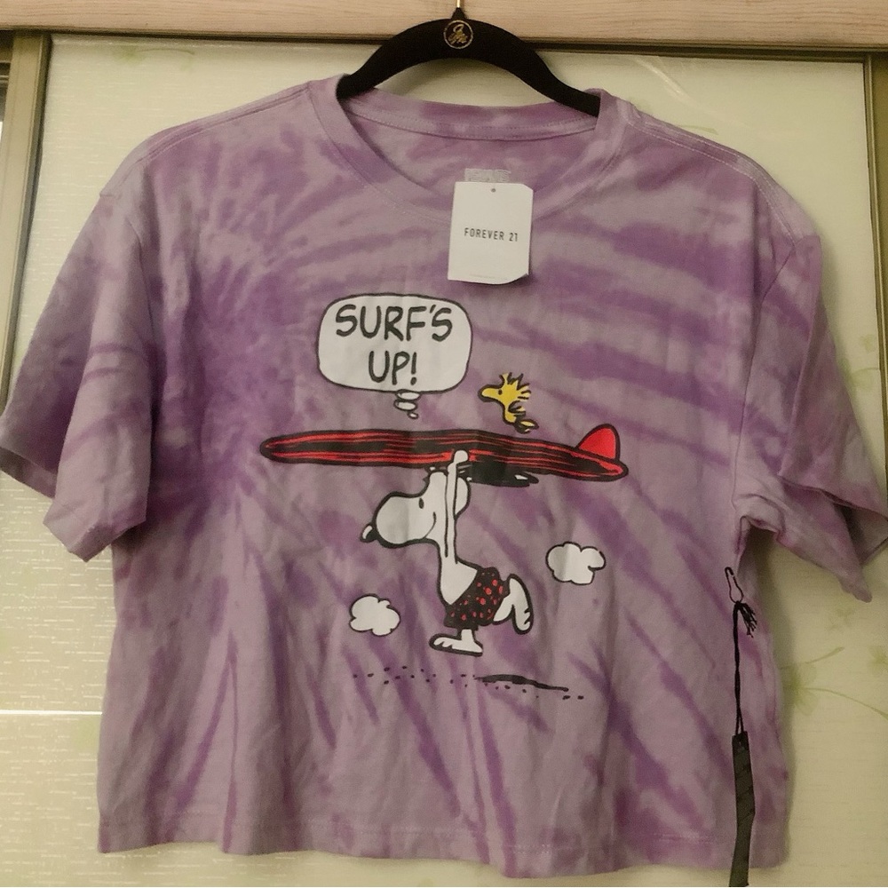 FOREVER 21 LAVENDER/DYE STYLE CROP TOP TEE SHIRT-SMALL-NEW With Tag